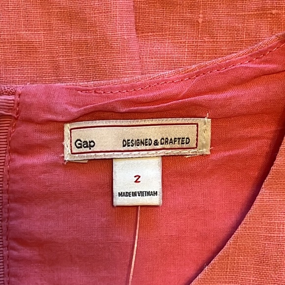 NWT GAP Coral Linen Fit & Flare Sleeveless Dress - Picture 2 of 16